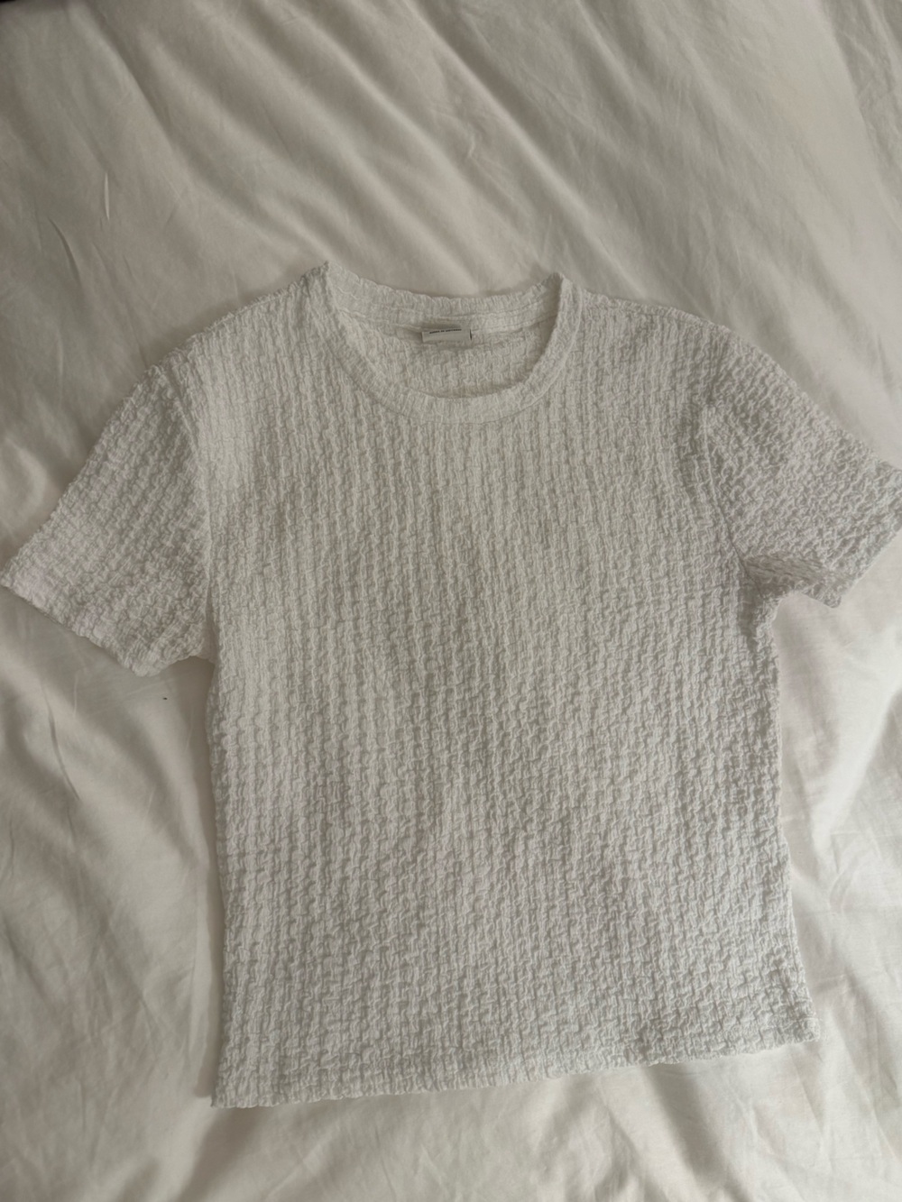 Abercrombie & Fitch White Textured Short-Sleeve Crew top